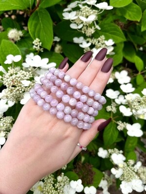Lepidolite Crystal Bracelet Pink Bead Elastic ±10mm