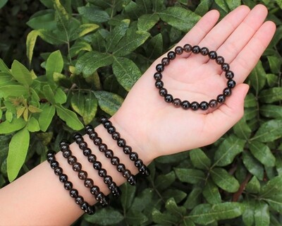 OBSIDIAN CRYSTAL BRACELET ELASTIC GOLDEN SHIMMER 