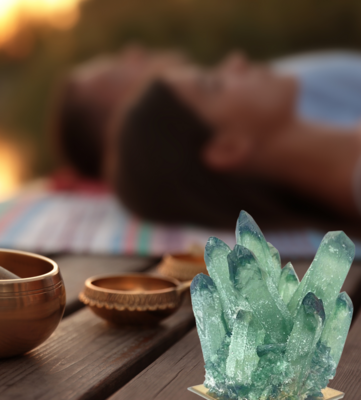 Green Phantom Quartz Crystal Cluster Flower 