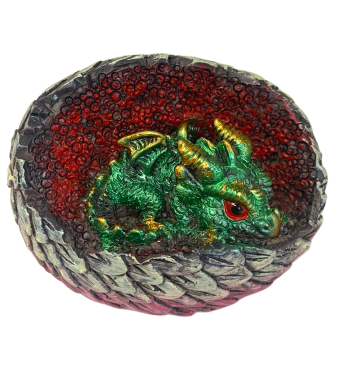 DRAGON FANTASY EGG GEODE MAGICAL MULTICOLOUR ORNAMENT DECORATION STATUE 