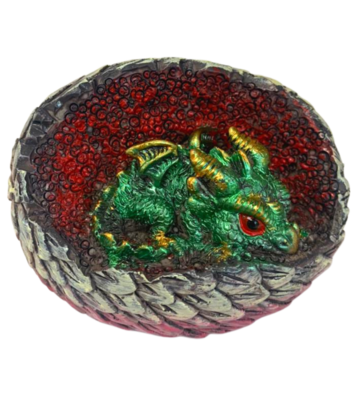 DRAGON FANTASY EGG GEODE MAGICAL MULTICOLOUR ORNAMENT DECORATION STATUE 