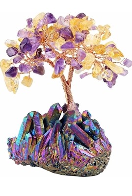 Tree of life Amethyst Citrine Gem Tree Crystal Titanium Aura  gemstone tree 