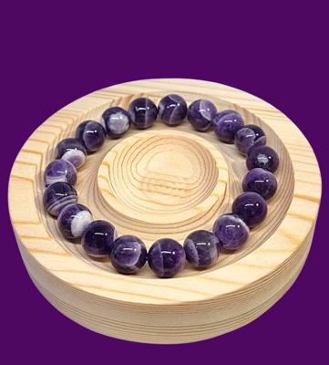 Chevron Amethyst Crystal Bracelet 10 mm bead