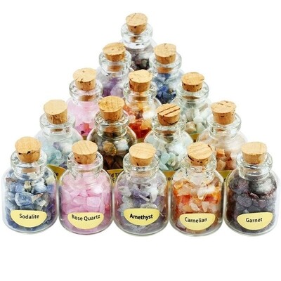 Chakra mix chip crystal bottle set