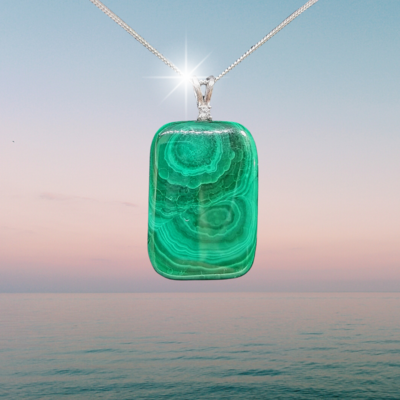 Malachite Crystal Amulet Necklace Pendant 
