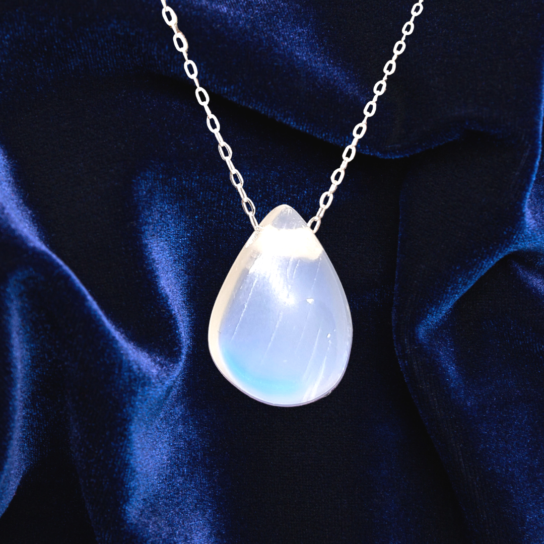 Moonstone Sterling Silver Pendant Crystal Necklace Amulet Sacred Geometry Energy Clearing Board Set