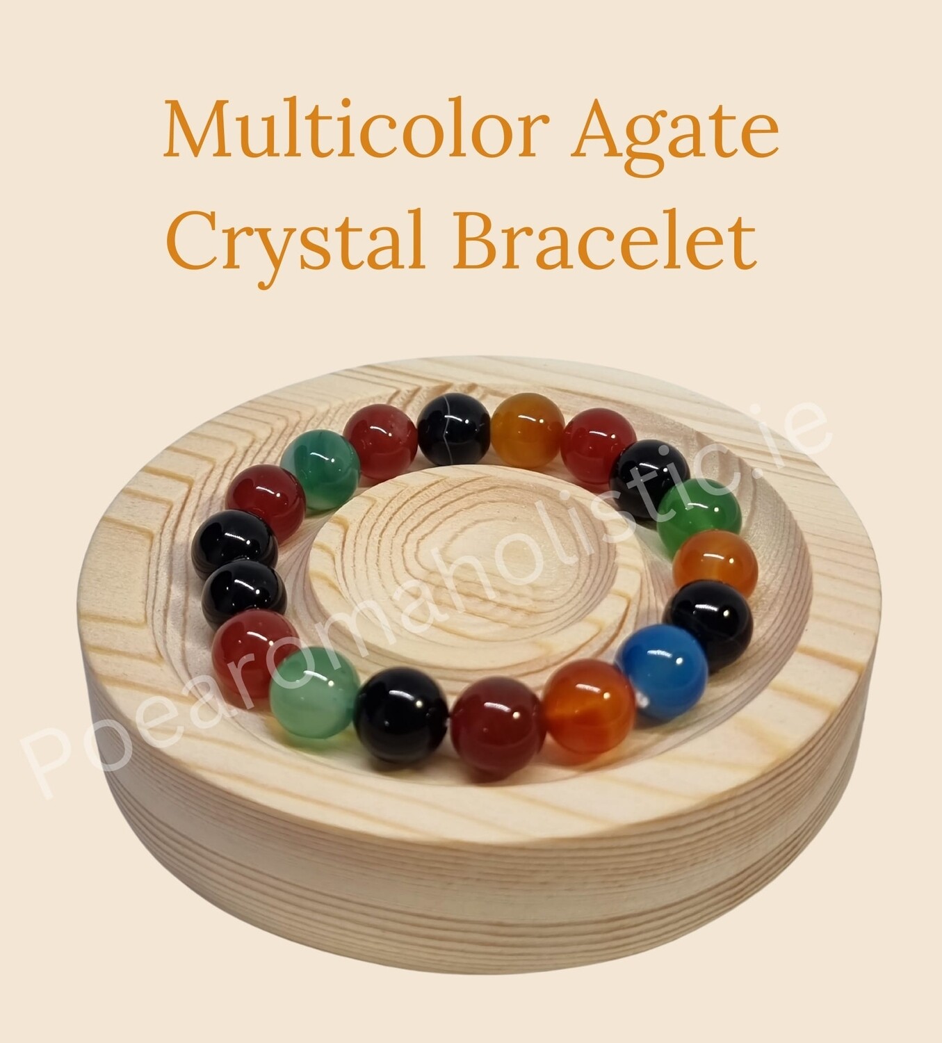 CHAKRA AGATE CRYSTAL BRACELET MULTICOLOUR CHAKRA 10mm