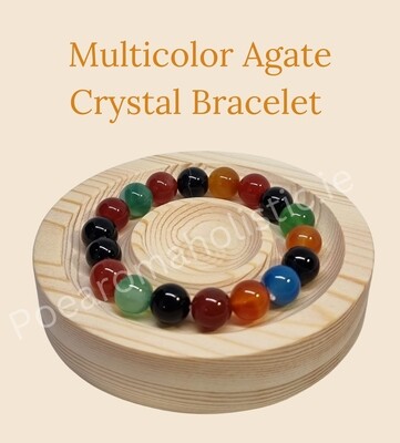 CHAKRA AGATE CRYSTAL BRACELET MULTICOLOUR CHAKRA 10mm