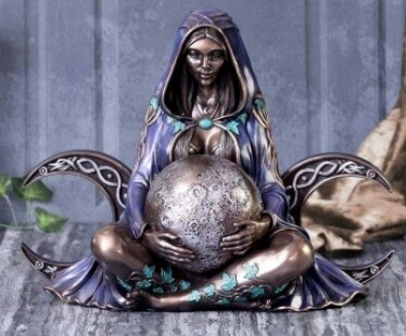 Triple Moon Goddess Antique Statue Ornament 