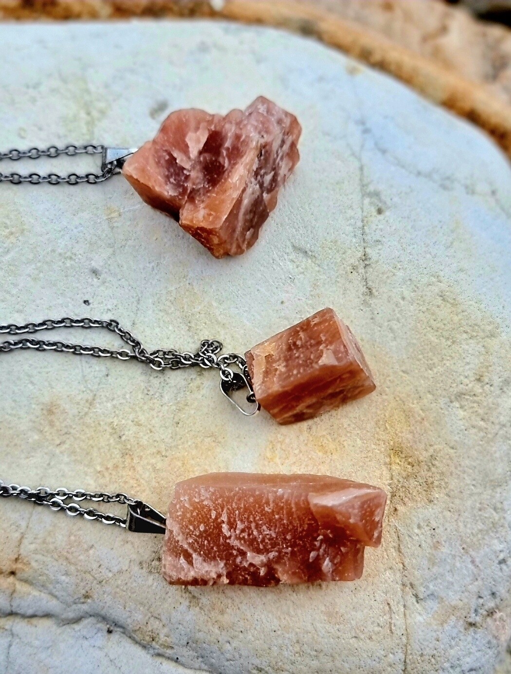 Moonstone rough gemstone pendant necklace 