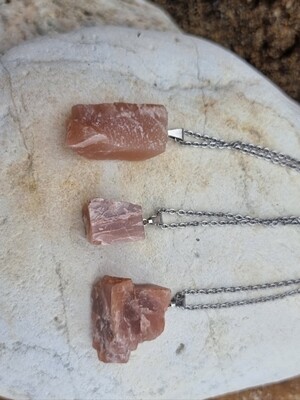 Moonstone rough gemstone pendant necklace 