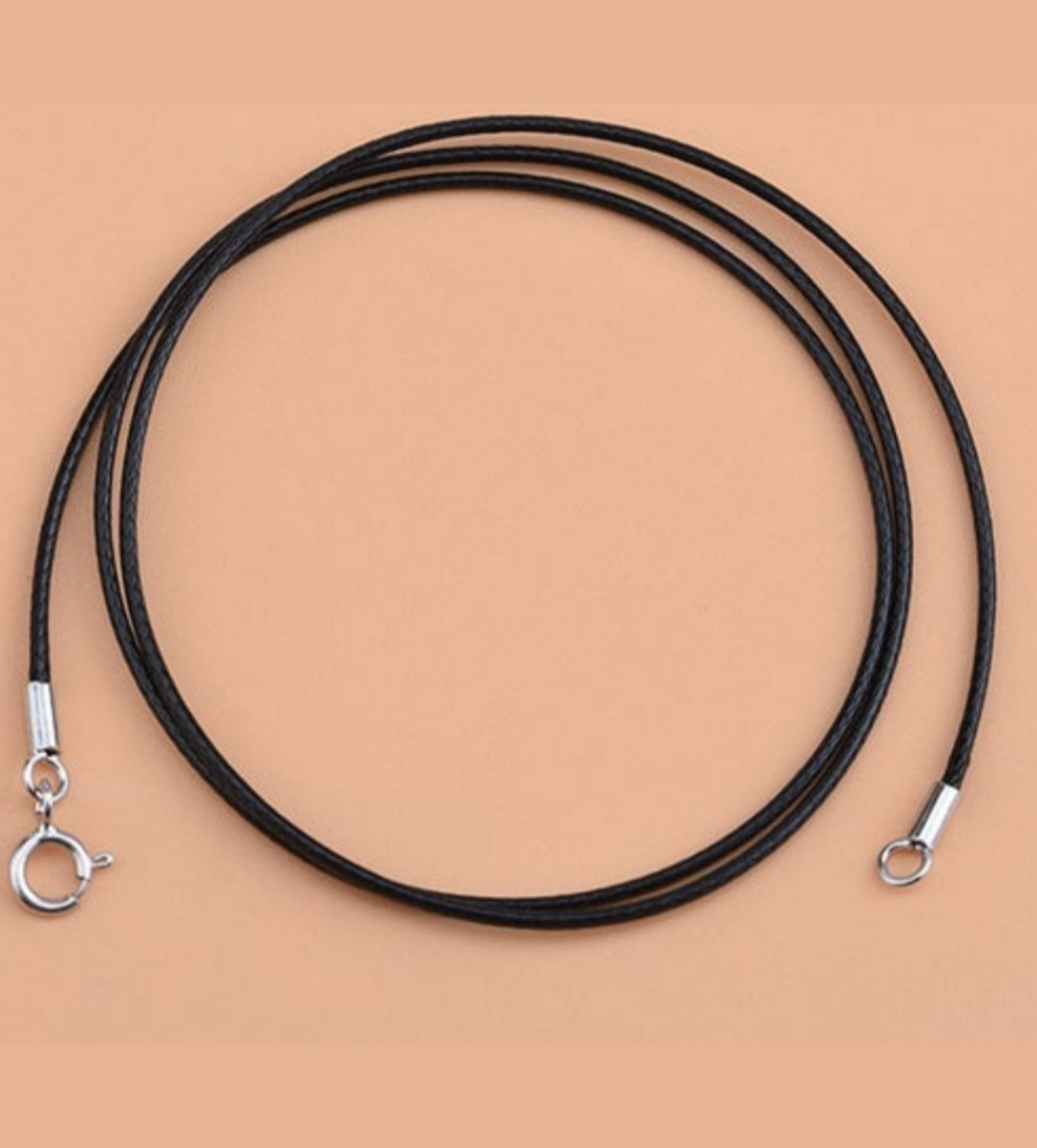 Black Leather Cord Necklace 925 Sterling Silver Lobster Clasp 18&quot;