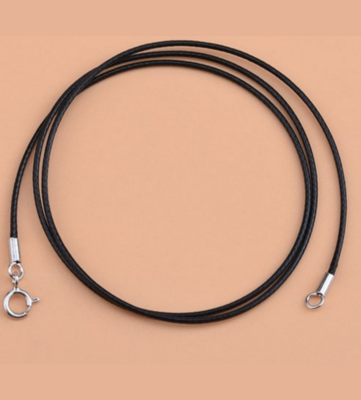 Black Leather Cord Necklace 925 Sterling Silver Lobster Clasp 18&quot;