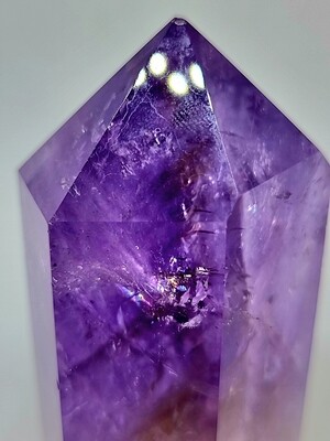 Amethyst Tower Crystal Quartz Point Healing Wand Faceted Prism Large