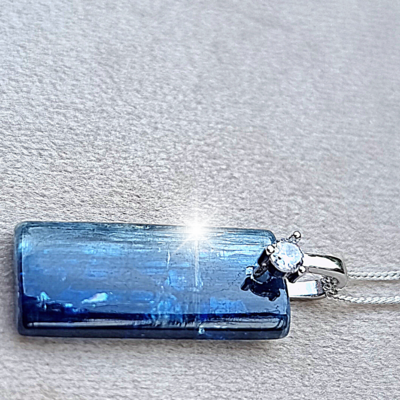 Blue Kyanite Amulet Pendant Necklace 925 sterling silver 