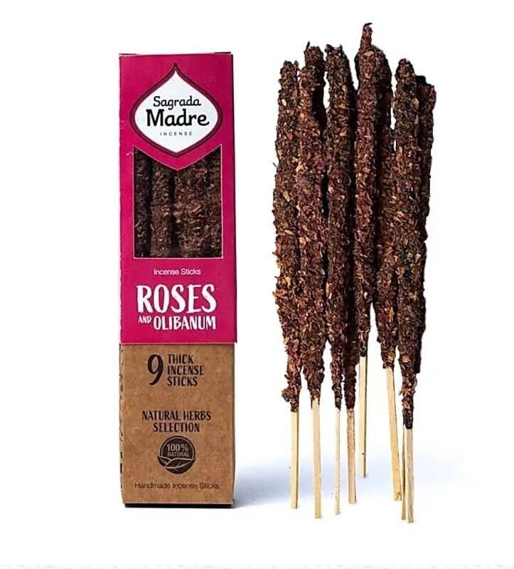 Incense sticks Large Organic Herbal Roses &amp; Olibanum Sagrada Madre 