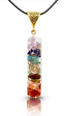 Chakra Healing Crystal Natural Gemstone Rainbow Crystals Orgone Energy Generator Protection Amulet Pendant Necklace