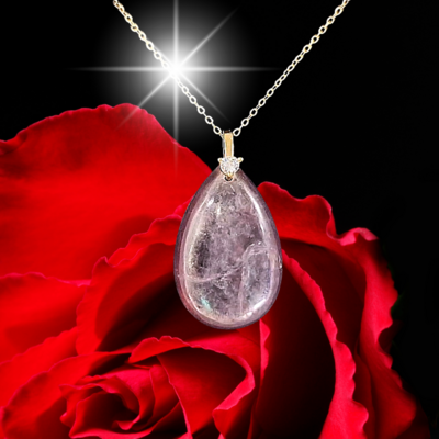 Lepidolite Lilac Crystal Necklace 925 Sterling Silver Pendant &quot;Dancing Soul&quot; Amulet 