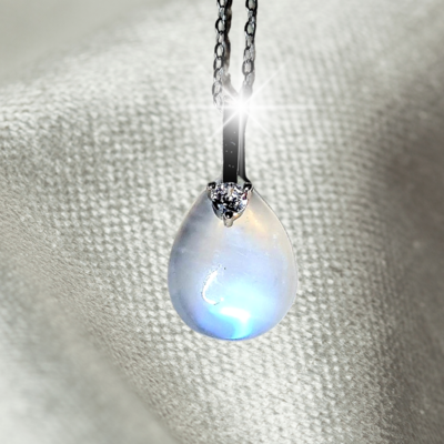 Moonstone Crystal Necklace 925 Sterling Silver Gemstone Pendant 