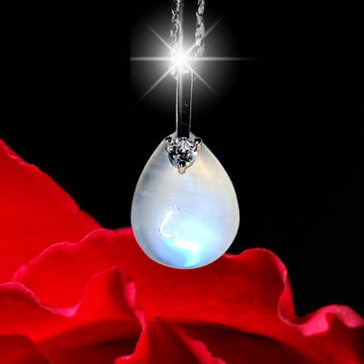 Moonstone Crystal Necklace 925 Sterling Silver Gemstone Pendant 
