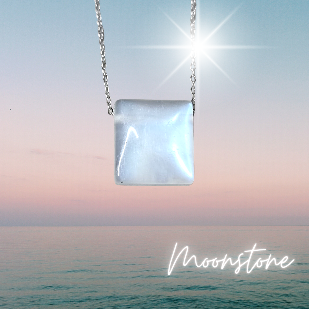Moonstone Necklace Pendant Crystal Amulet 925 Sterling Silver