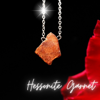 Hessonite Garnet Crystal Pendant Necklace 925 sterling silver