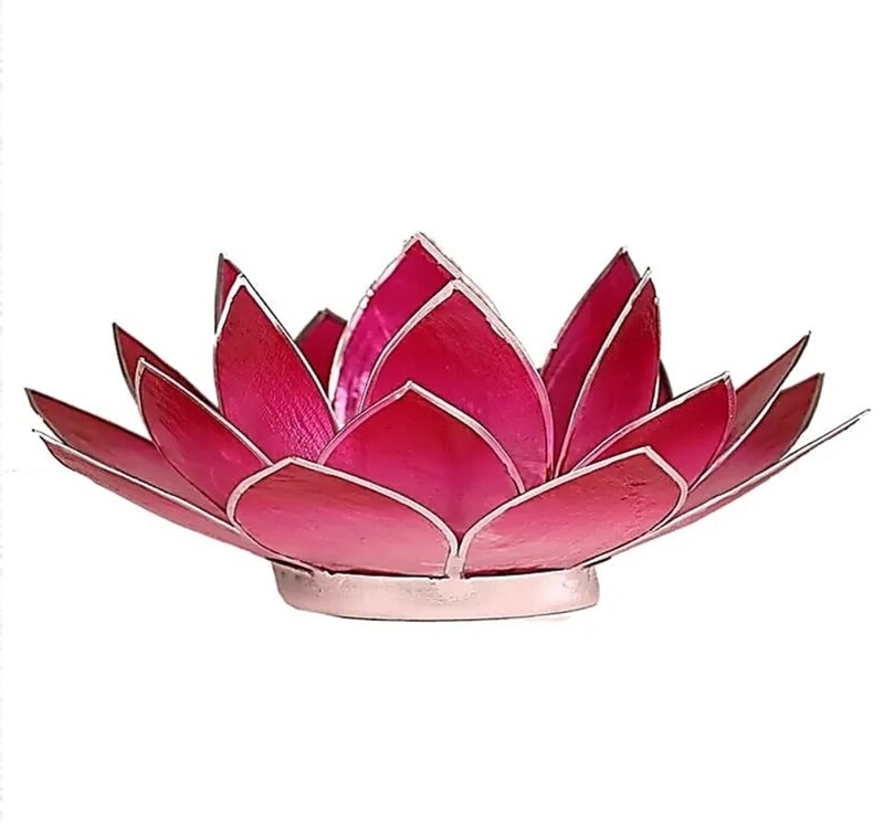 Lotus candle holder mood light pink silver rim