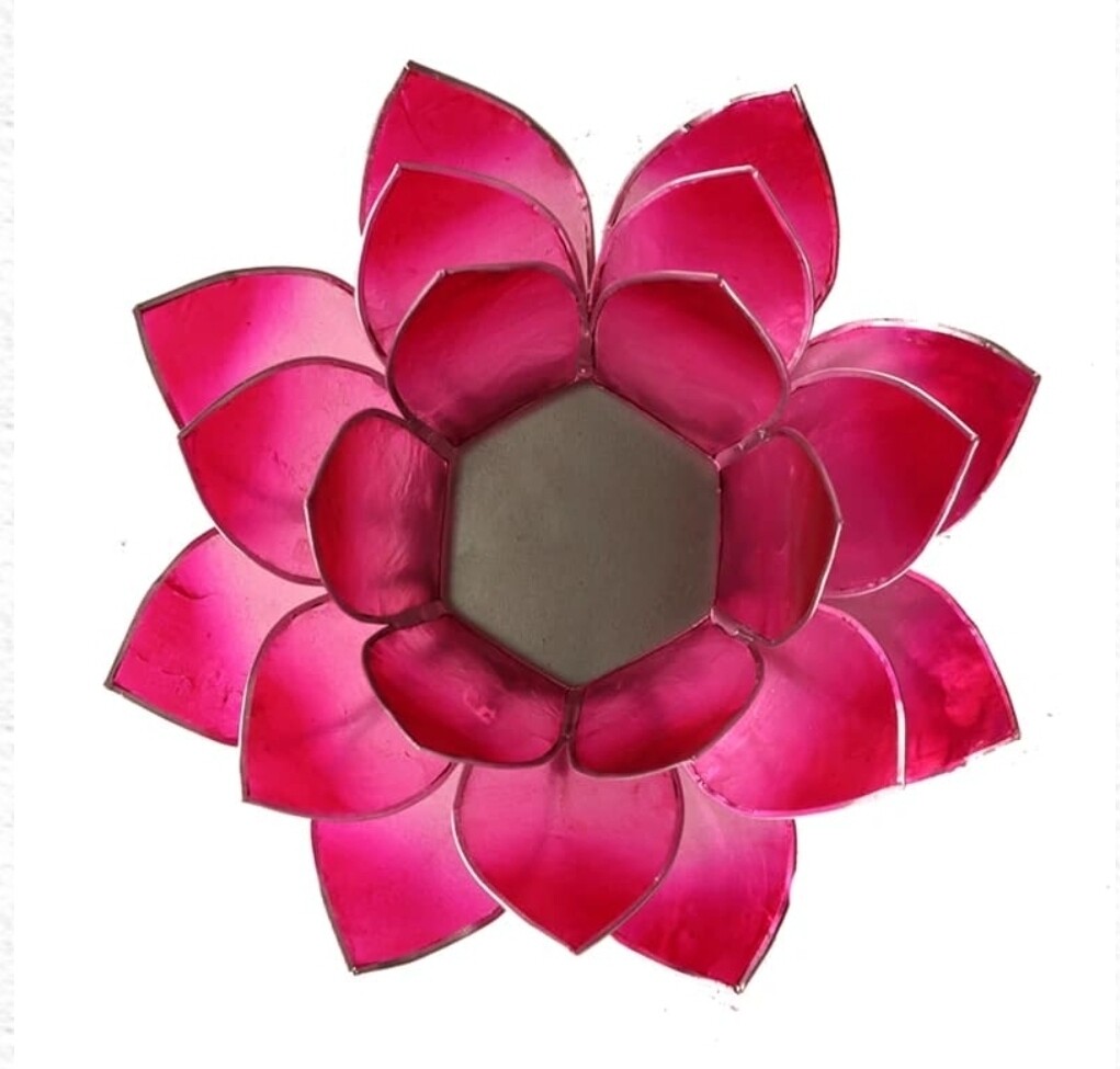 Lotus candle holder mood light pink silver rim