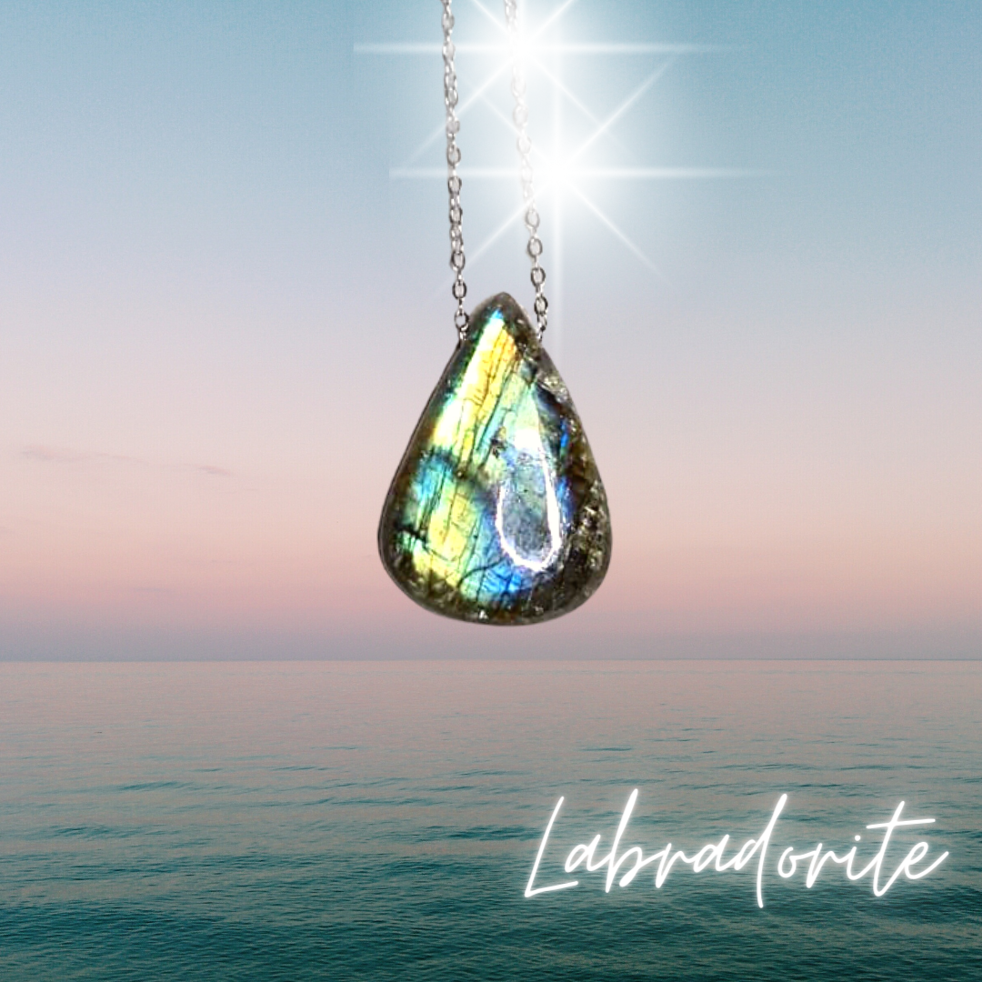 Labradorite Crystal Necklace &quot;Free your Soul and Spirit&quot; Amulet Pendant 925 sterling silver 