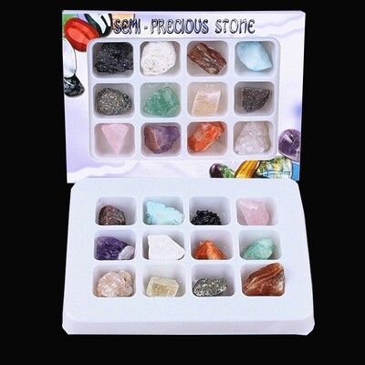 Rough Stones and Minerals Gift Box with 12 pcs crystal set