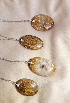 Morocco Fossil Amulet Pendant Necklace, Morocco