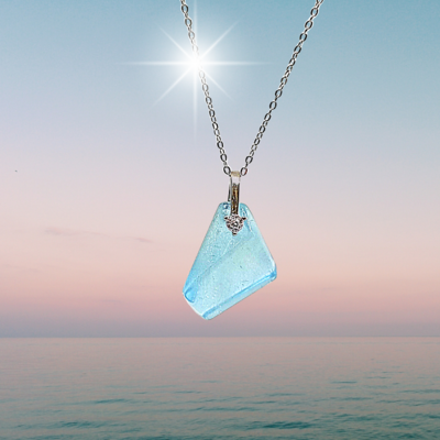 Blue Morganite Crystal Pendant Amulet Necklace