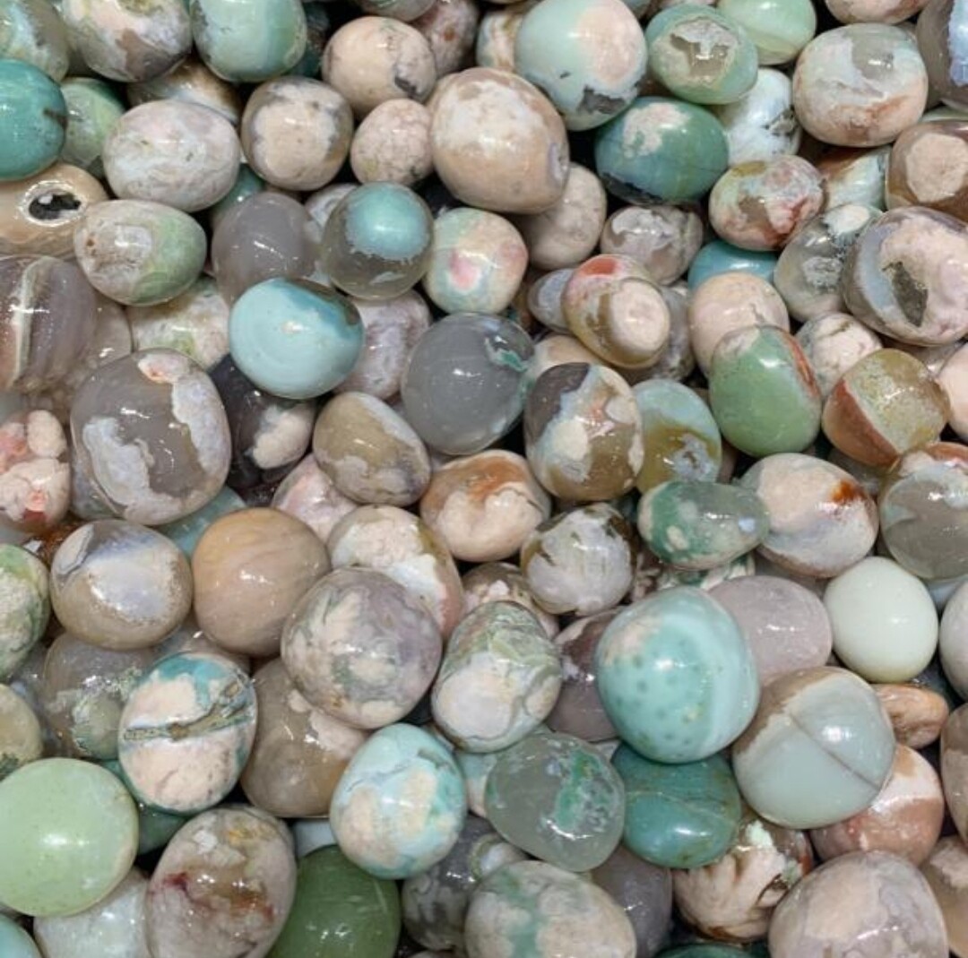 Green Sakura Agate Tumbled Crystal Natural Stone 