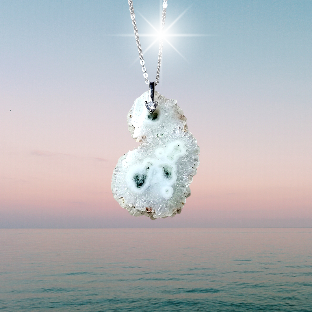 Stalactite Crystal Sterling Silver Necklace - Inner Peace &amp; Mind 