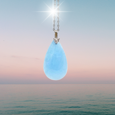 Aquamarine Crystal 925 Silver Necklace Amulet Pendant