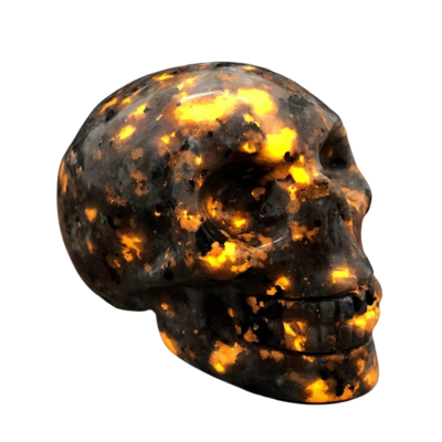Crystal Yooperlite Large (Fluorescent rock) Skull Skeleton Head Carved Skulls Mineral Gem 2"