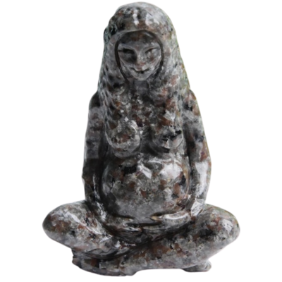 Crystal Yooperlite (Fluorescent rock) Mother of Earth Goddess Carved Skulls Mineral Gem