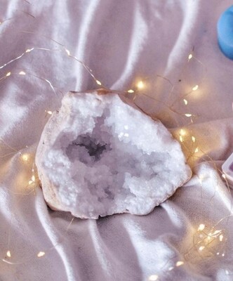 Geode Cluster Clear Quartz Snow White Sparkly Geode Large