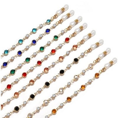 Crystal Eye Glasses Chain for Women Spectacles Cord Glasses Neck Strap Lanyard for Glasses Sunglasses Chain for Women Girls Anti-slip Trendy Glasses Accessories