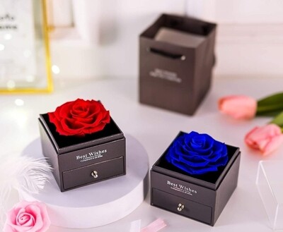 Red Rose Jewellery Gift Box, Last Long Rose Gift Box Eternal Flowers Infinity Rose, Everlasting Rose