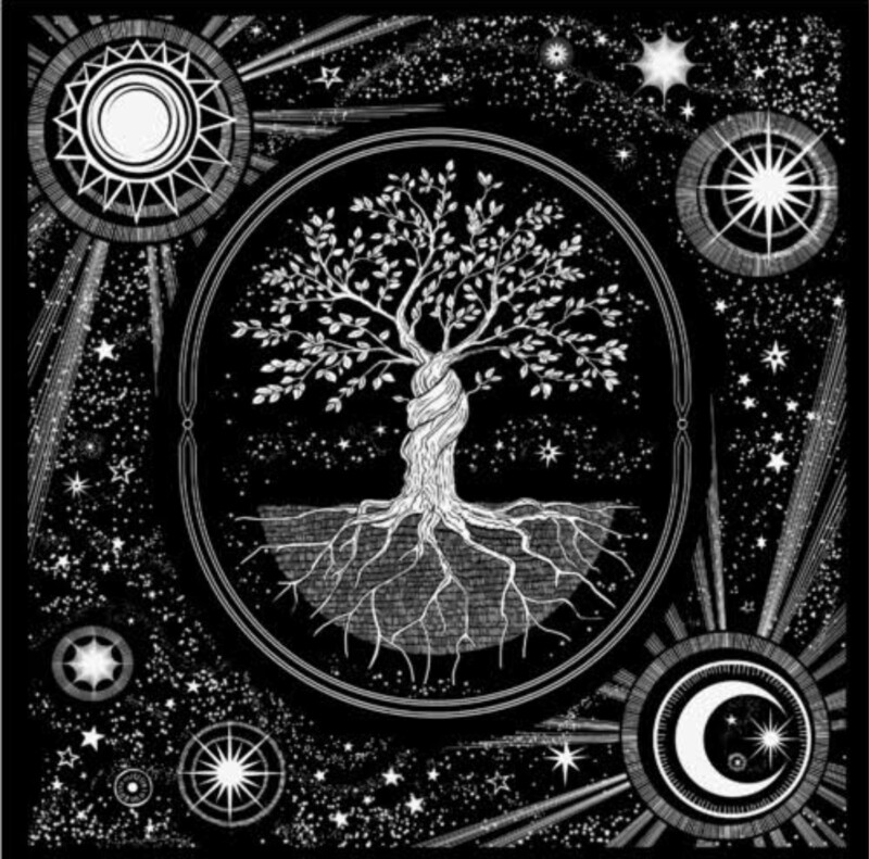 Tapestry | Tablecloth Tree of Life Third Eye Vision Tarot Moon 3D Colorful Psychedelic Tree Wall Hanging Large Black and White | Tarot