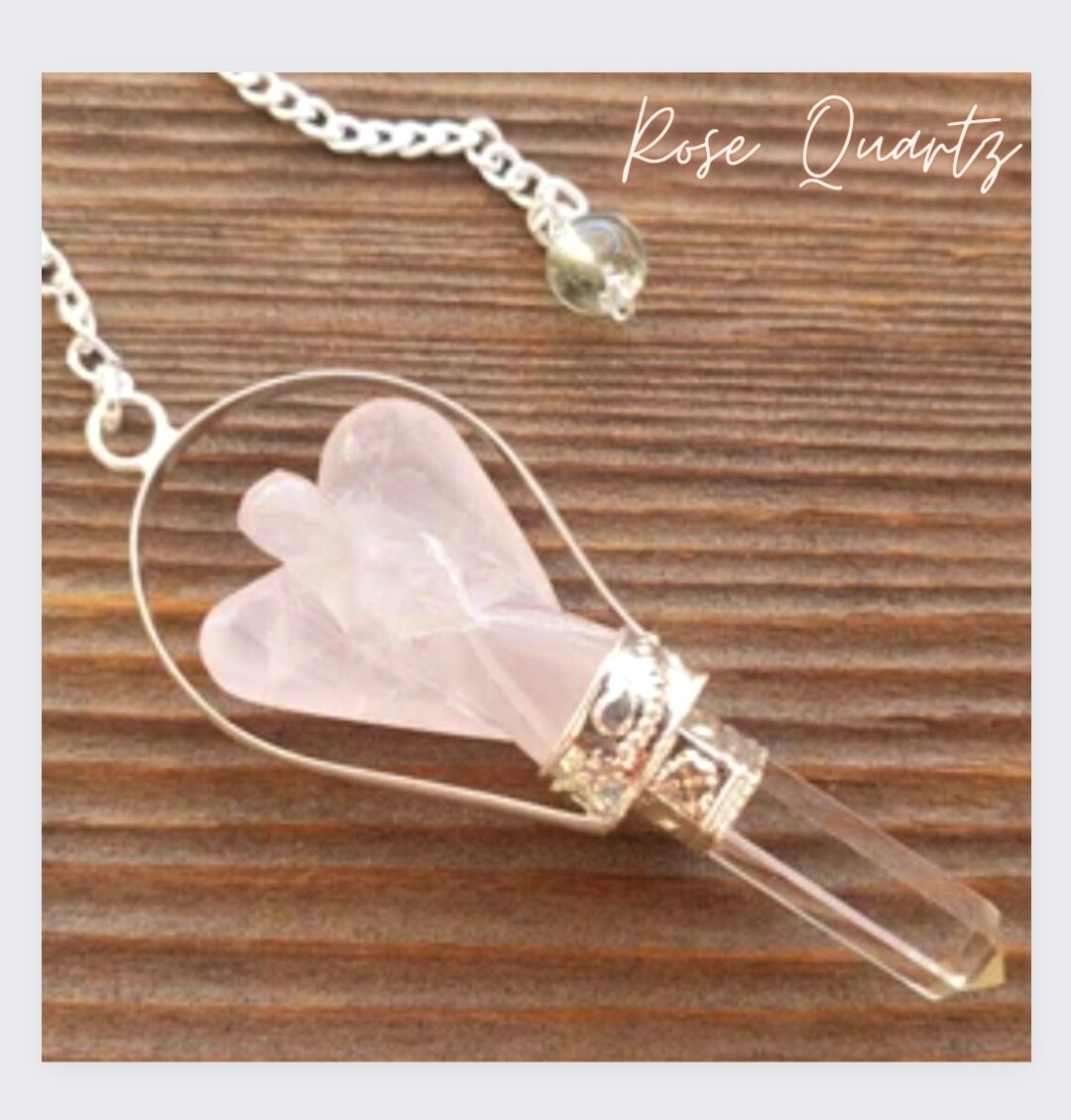 Rose Quartz Crystal Angel Dowser - Pendulum for Reiki Chakra Healing Crystal Stone