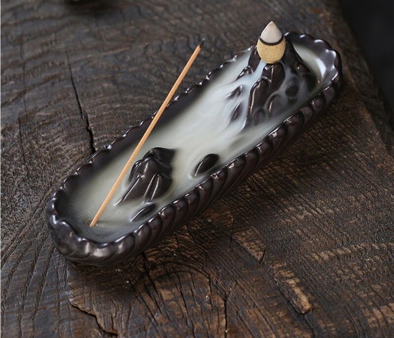 Backflow Incense Burner, Mountain Incense Burner Holder, Handmade Ceramic Sticks, Cones, Cone Burner 