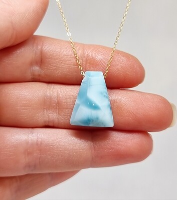 Larimar Crystal Amulet Natural Stone Pendant Necklace 