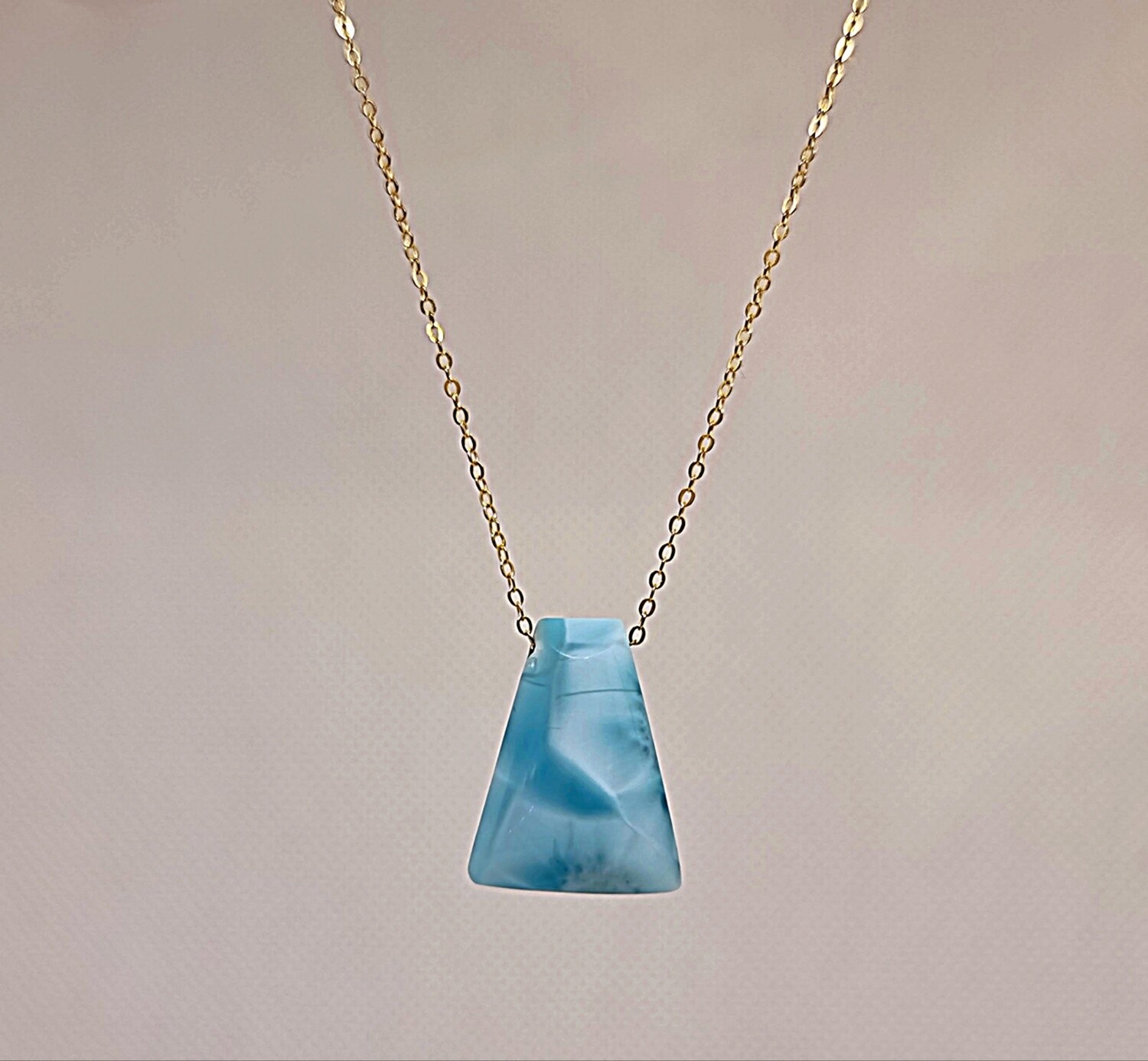 Larimar Crystal Amulet Natural Stone Pendant Necklace 