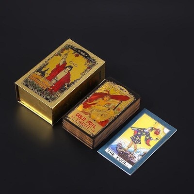 Gold Foil Luxury Tarot Deck Cards 78pcs with Guide Book 