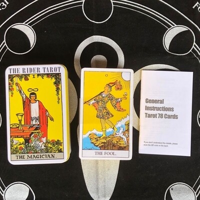Tarot Card Deck - 78 Classic Design Metal Tin Box - The Rider Waite Tarot Card Deck 1971 The Magician with Instructions metal box