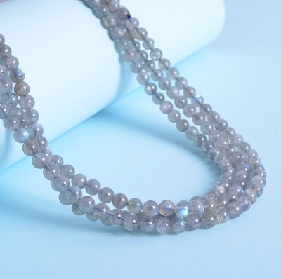 Moonstone Crystal Beaded Necklace Grey Rainbow 