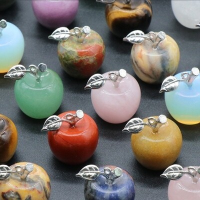 Crystal Apple Worry Stone Carving  Figurine 20mm