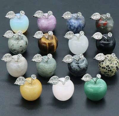 Crystal Apple Worry stone Carving Figurine 30mm